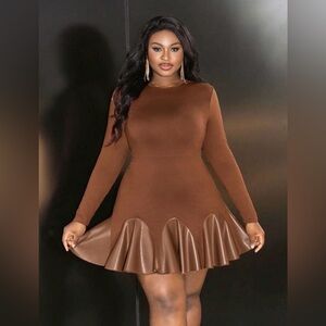 Elegant Brown Long Sleeve Dress